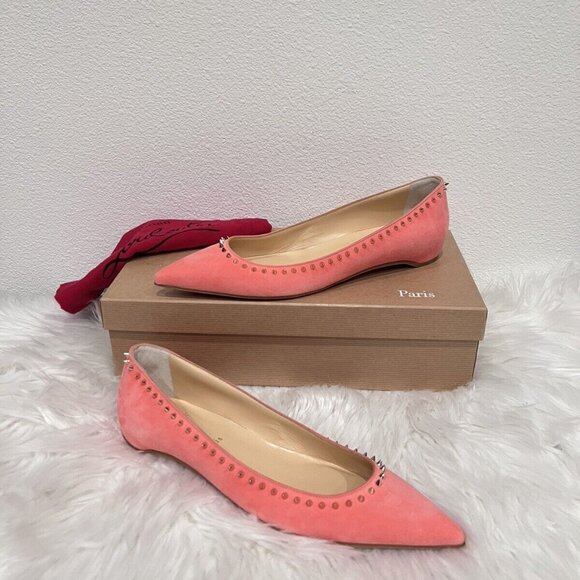 Christian Louboutin ANJALINA Pointed Hall Follies Kate Duvettina Ballet Flat 40 - Picture 2 of 9